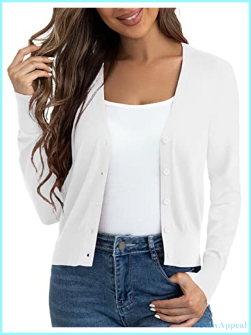 Women's Cropped Cardigan Sweater Long Sleeve Open Front Knit